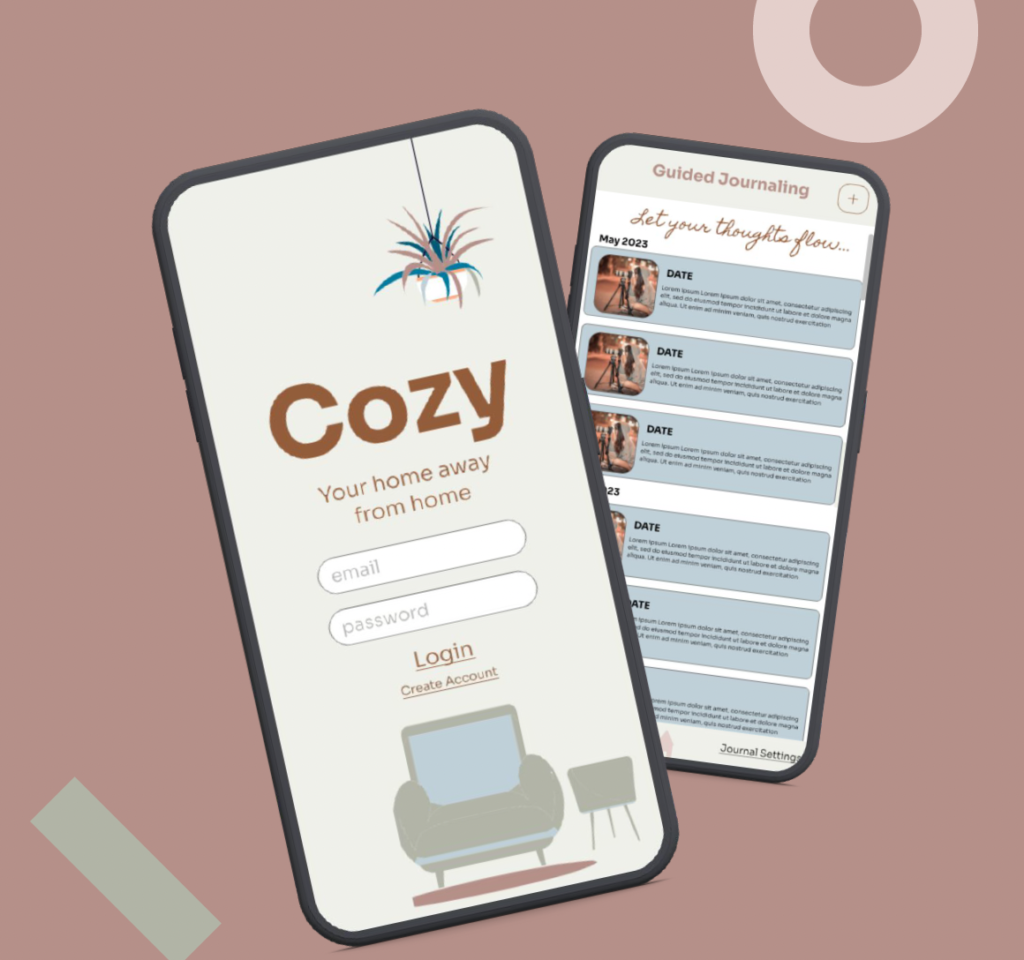 two mobile prototypes of Cozy app